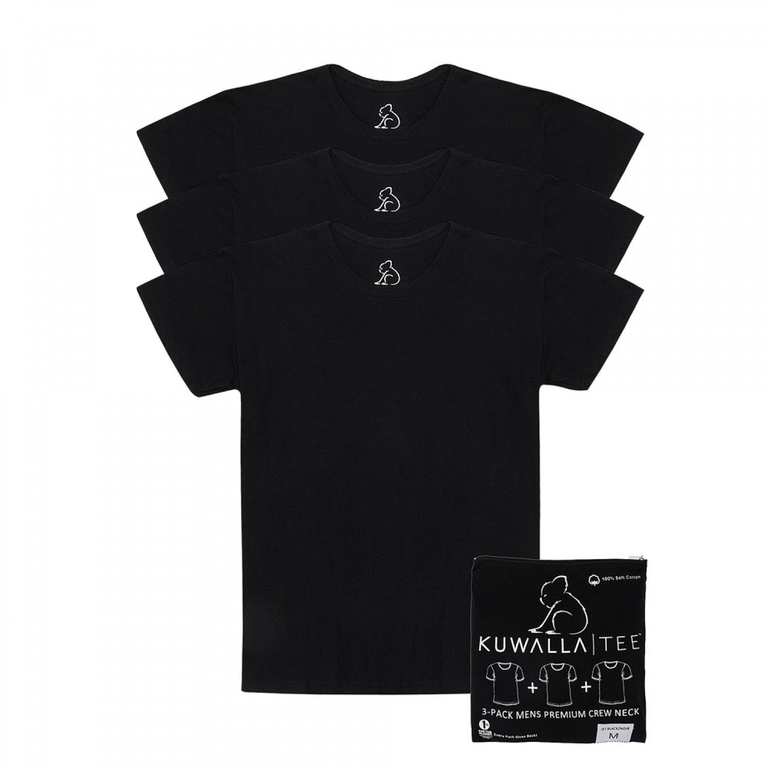 Kuwalla Tee Men Crew Neck 3 pack T-Shirts Black - My Filosophy