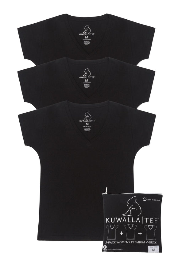 Kuwalla Tee Women 3 Pack Black Vee Neck - My Filosophy