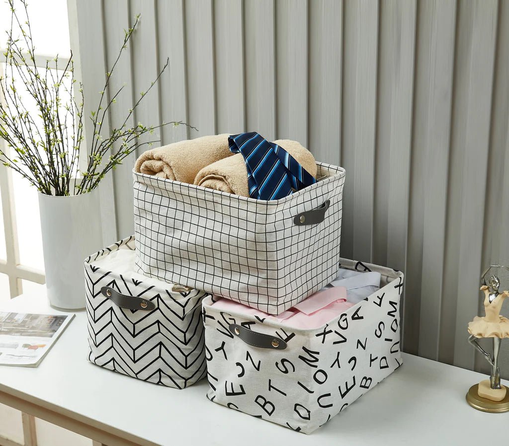 Large 6-Pack Water Resistant Storage Bin with Handles - Lightweight Patterned - My Filosophy