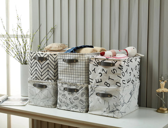 Large 6-Pack Water Resistant Storage Bin with Handles - Lightweight Patterned - My Filosophy