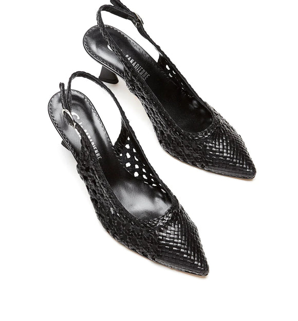 La Canadienne Slingback Woven Leather Pump