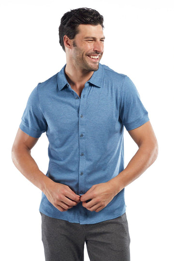 Raffi All Year Round Aqua Cotton Short Sleeve Button up RW22210 - My Filosophy