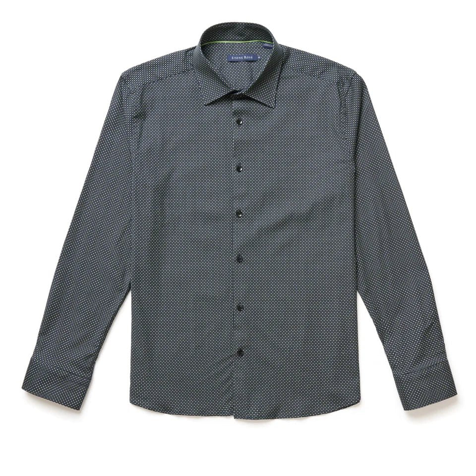 Stone Rose Green Micro Accent Dot Print Long Sleeve Shirt - My Filosophy