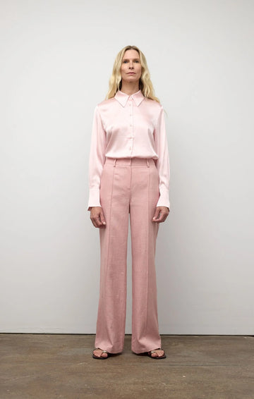 Buy rose Iris Setlakwe Button Down Classic Stretch Silk Shirt