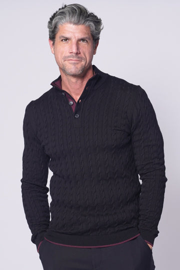 7 Downie Half Button Texture Sweater