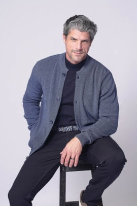 7 Downie Collarless Button up Sweater - 0