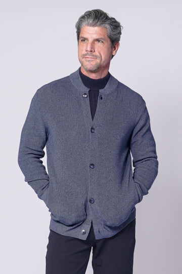 7 Downie Collarless Button up Sweater