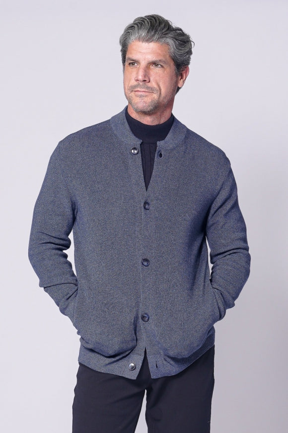 7 Downie Collarless Button up Sweater