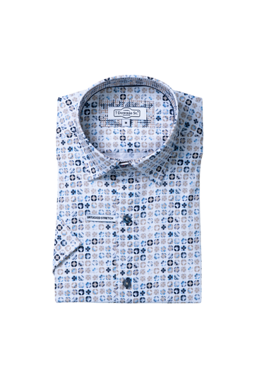 7 Downie 9023 Short Sleeve Sport Shirt – Blue