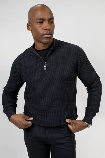 Buy black-marled 7 Downie Dolomite Waffle Knit Sweater