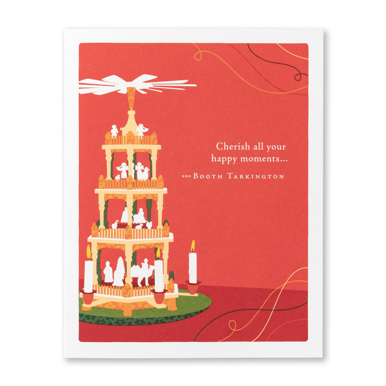 Positively Green (Hol) Holiday Card:   Cherish All Your Happy Moments
