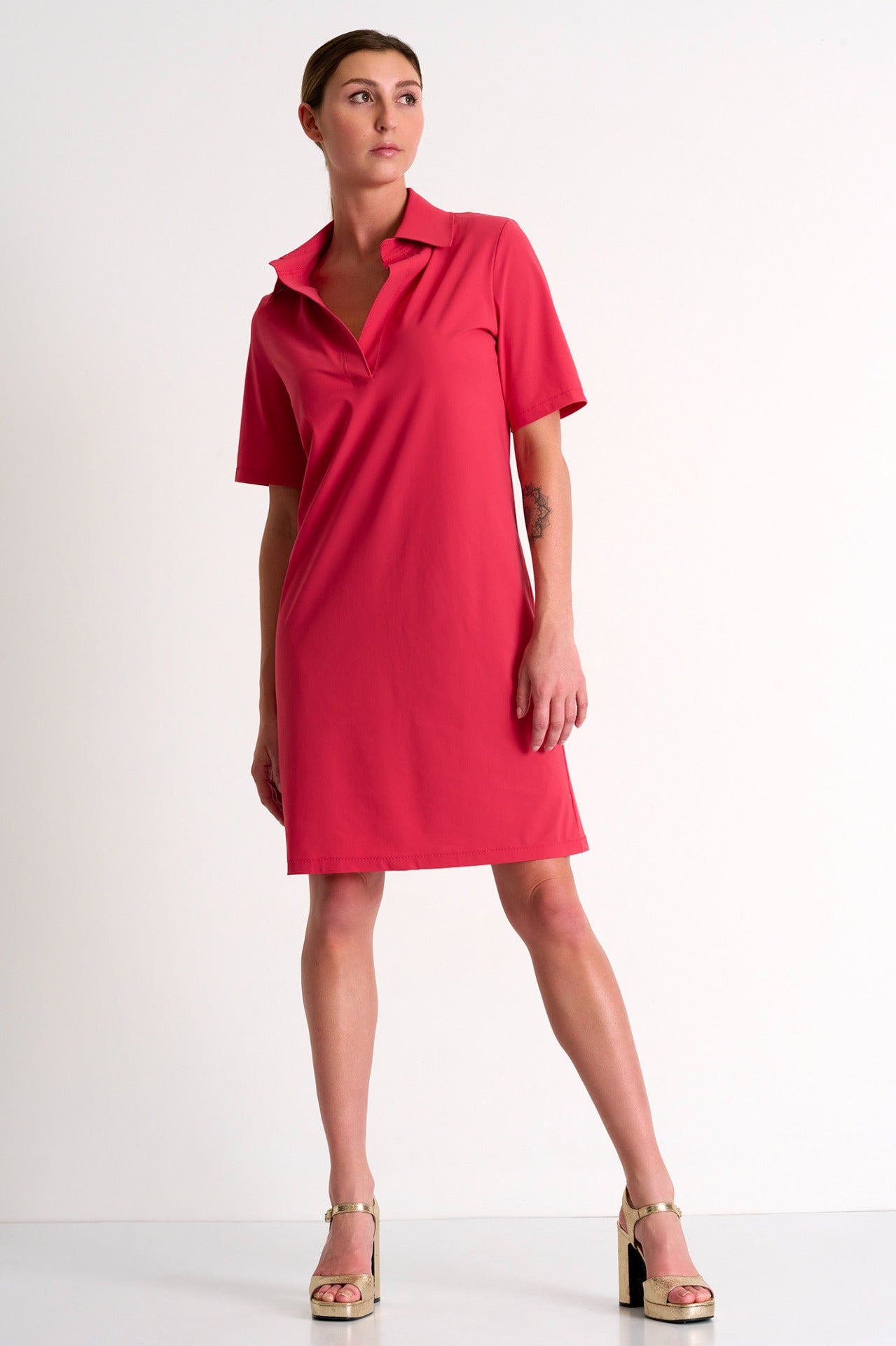 Shan Short Sleeve Lycra Polo Dress-3