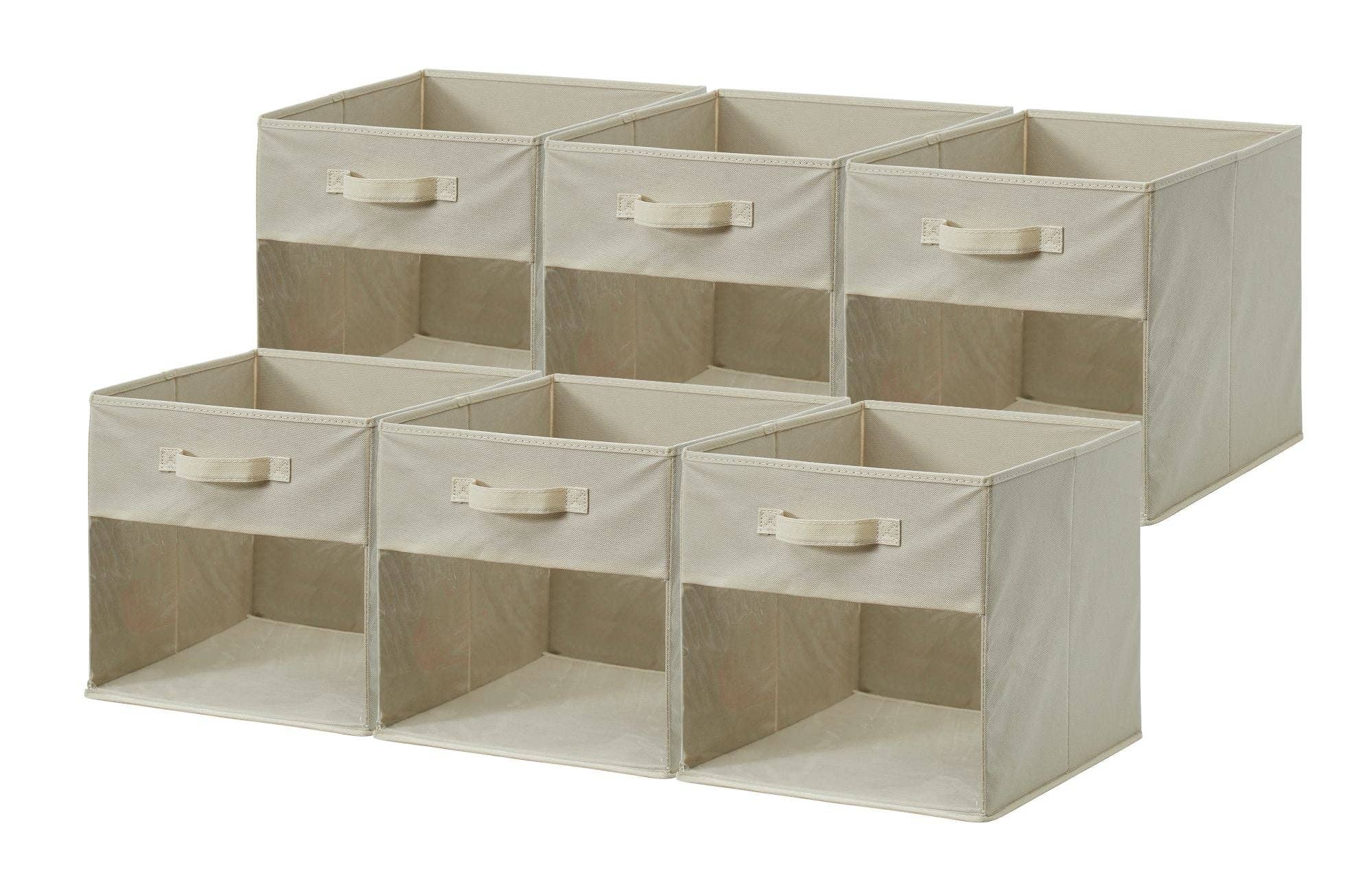 Cube 11" Fabric Storage Cubes Closet Organizer Cubby Bins W/ Transparent Front