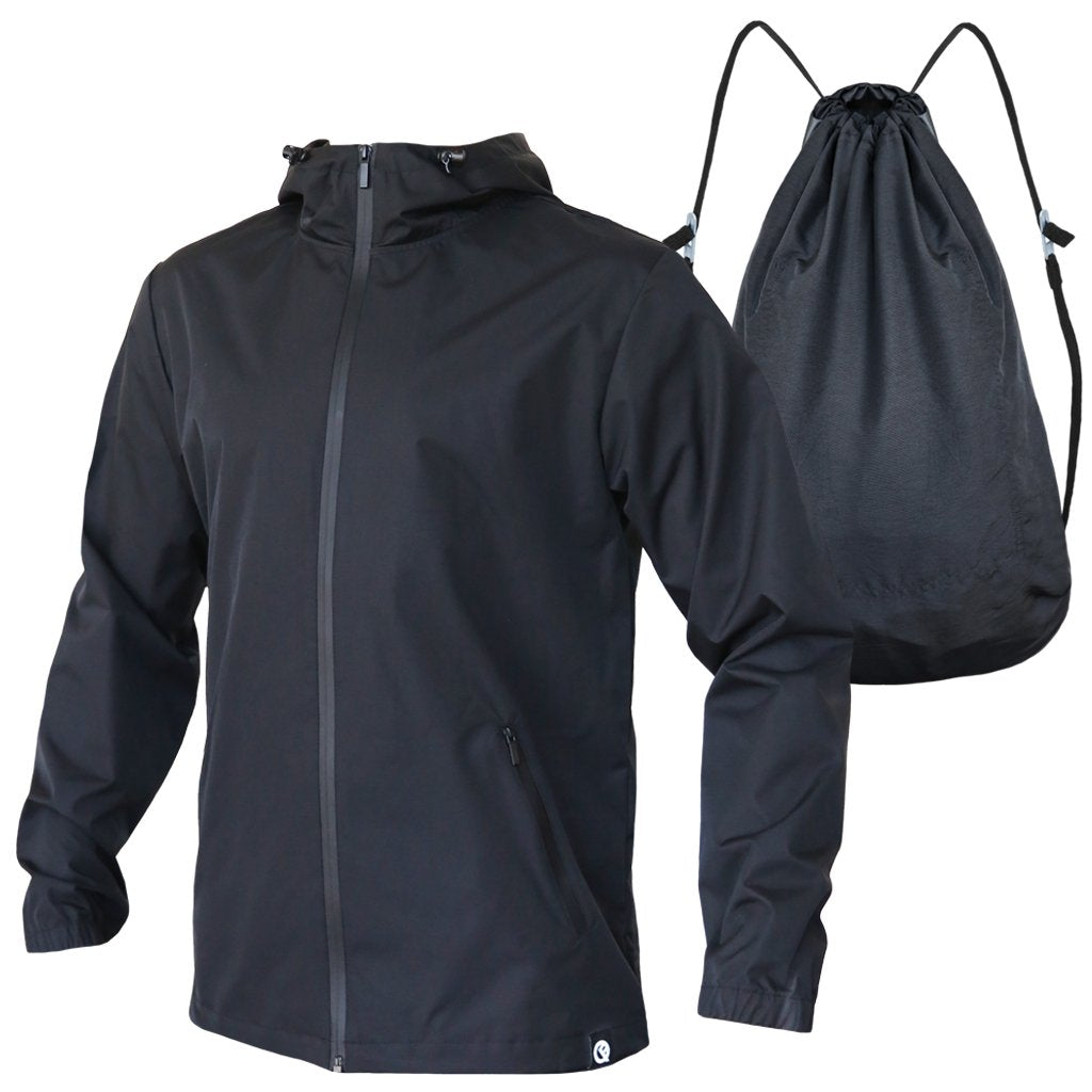 Quick flip black rain jacket - backpack