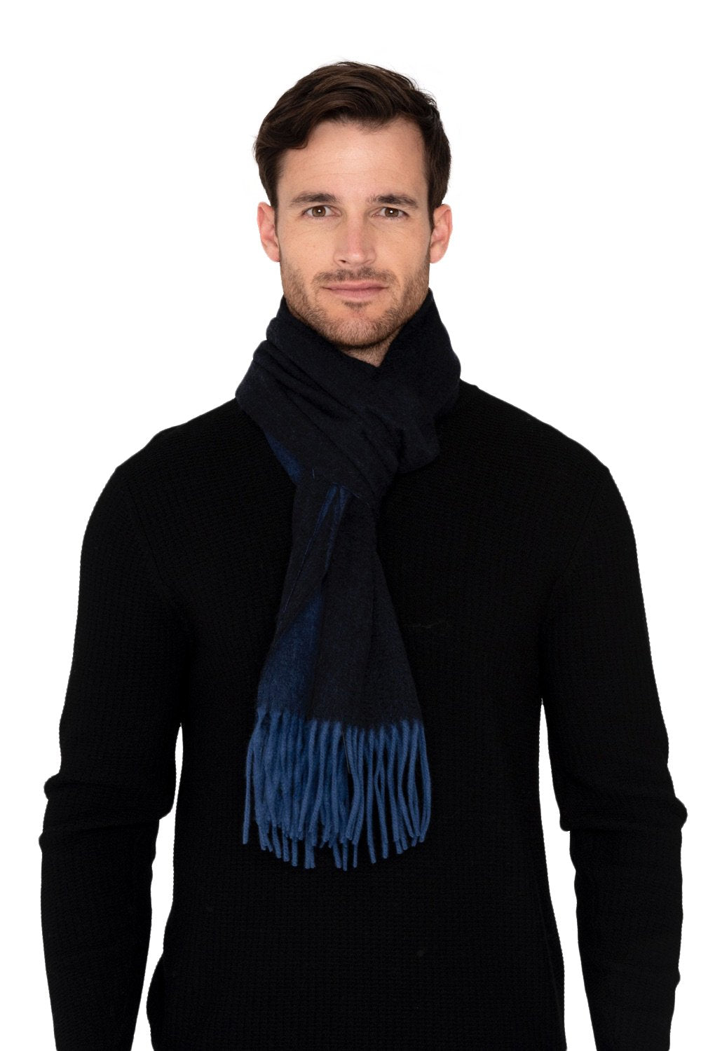 Buy blue-navy Raffi Woven Double Faced Pure Cashmere Scarf HZR4111S