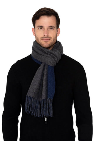 Buy navy-granite Raffi Woven Double Faced Pure Cashmere Scarf HZR4111S