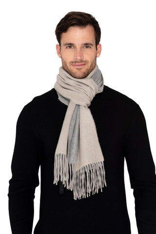 Buy oat-steel Raffi Woven Double Faced Pure Cashmere Scarf HZR4111S