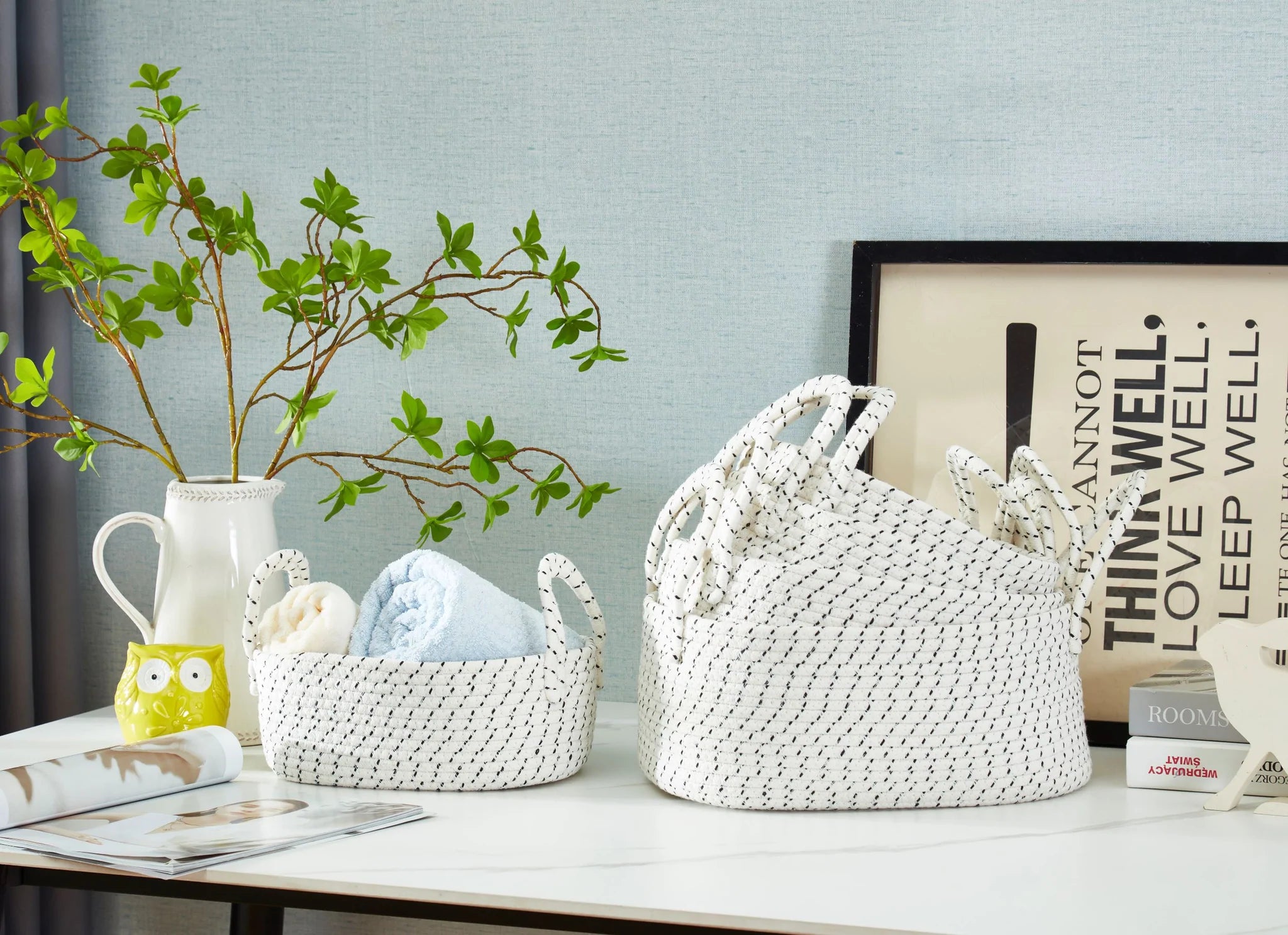 Nested Cotton Rope Basket 5-pack various size
