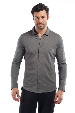 Buy charcoal Raffi Long Sleeve Button up Front