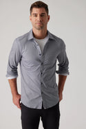 Raffi Aqua Cotton Mini Dot Jacquard Print Long Sleeve Button Up