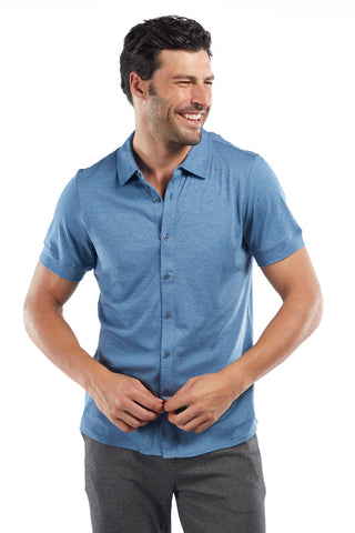 Buy denim Raffi All Year Round Aqua Cotton Short Sleeve Button up RW22210