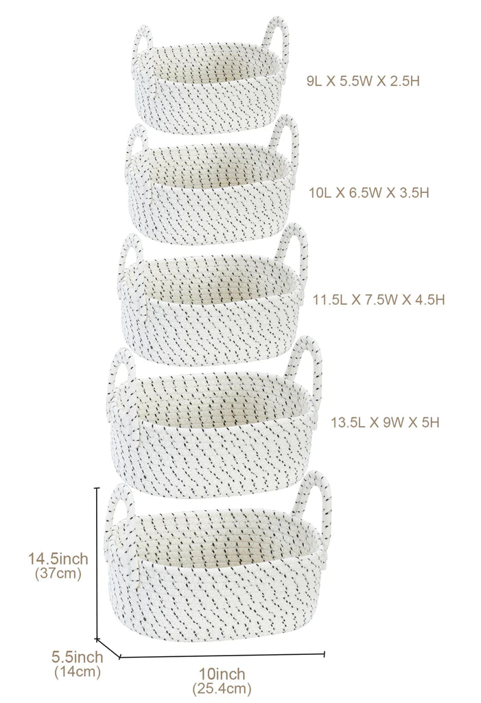 Nested Cotton Rope Basket 5-pack various size - 0