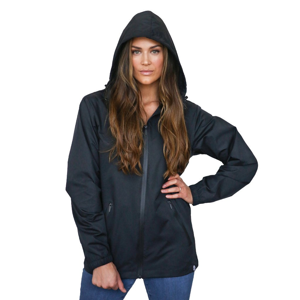 Quick flip black rain jacket