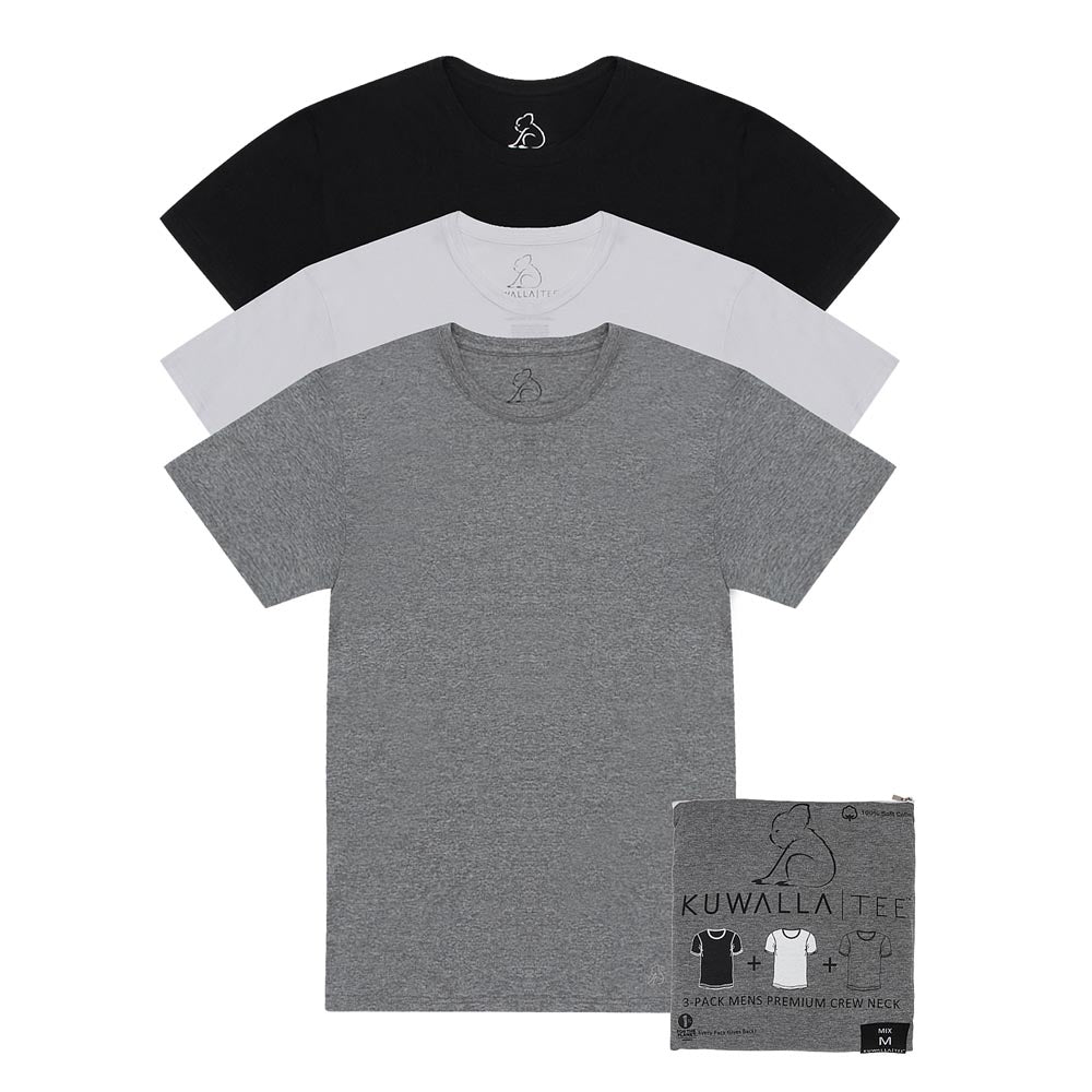 Buy black-white-grey Kuwalla Tee Men Crew Neck  Tshirt - 3 pack - KUL-CM1006