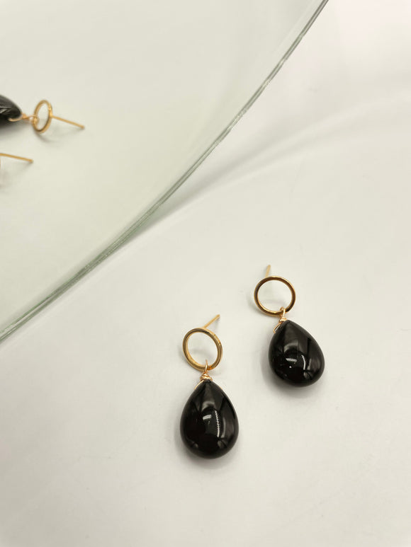 Joanna Bisley Black Onyx Teardrop on Circle Stud