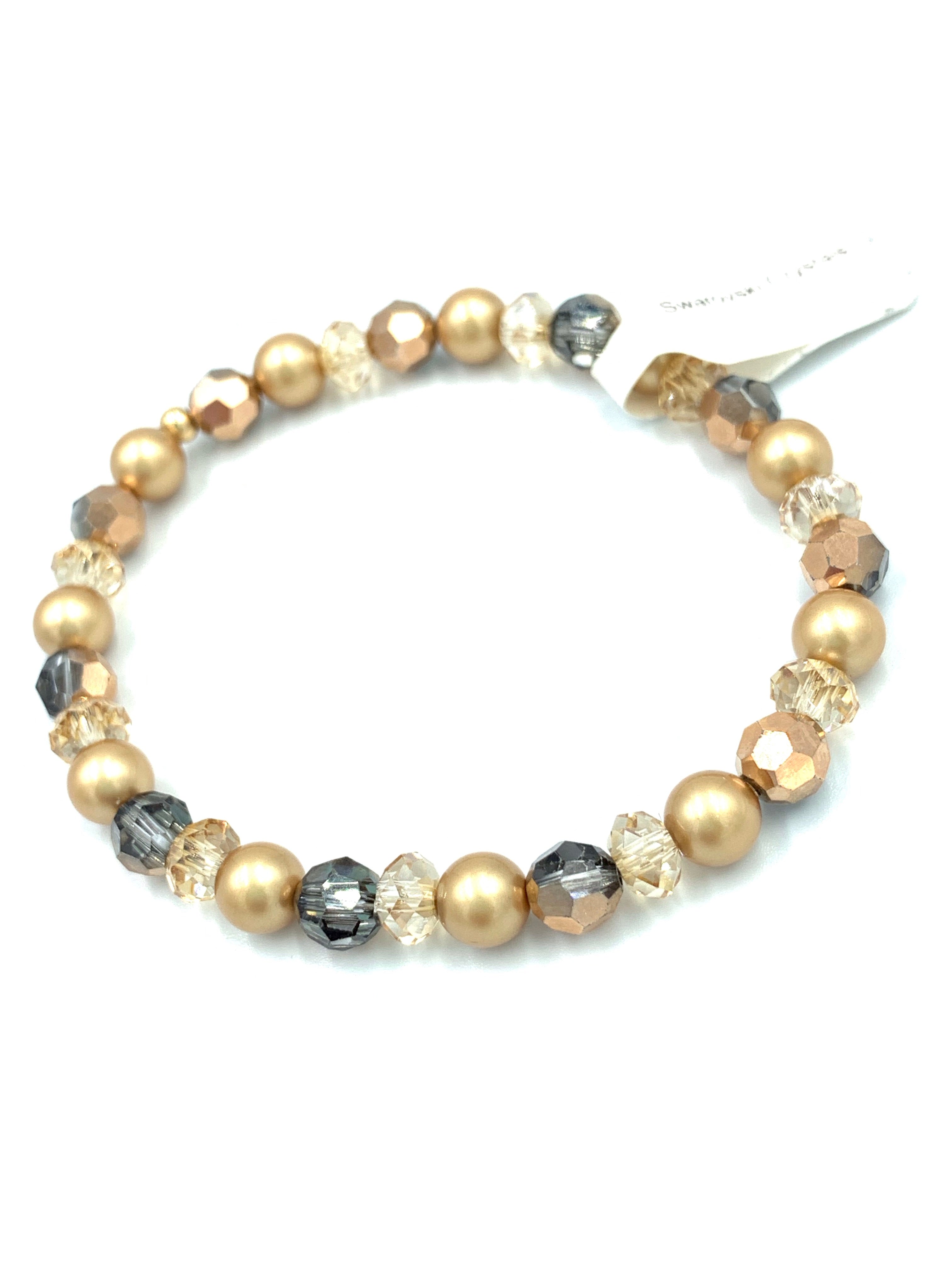 Joanna Bisley Swarovski Crystal Rose Gold, Vintage Pearl Bracelet B3614