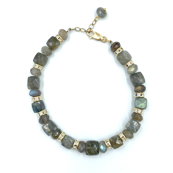 Joanna Bisley Labradorite Austrian Crystal 14kt Goldfill Bracelet