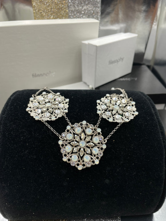 Joanna Bisley Swarovski Crystal Sterling Silver Disc Necklace N3533