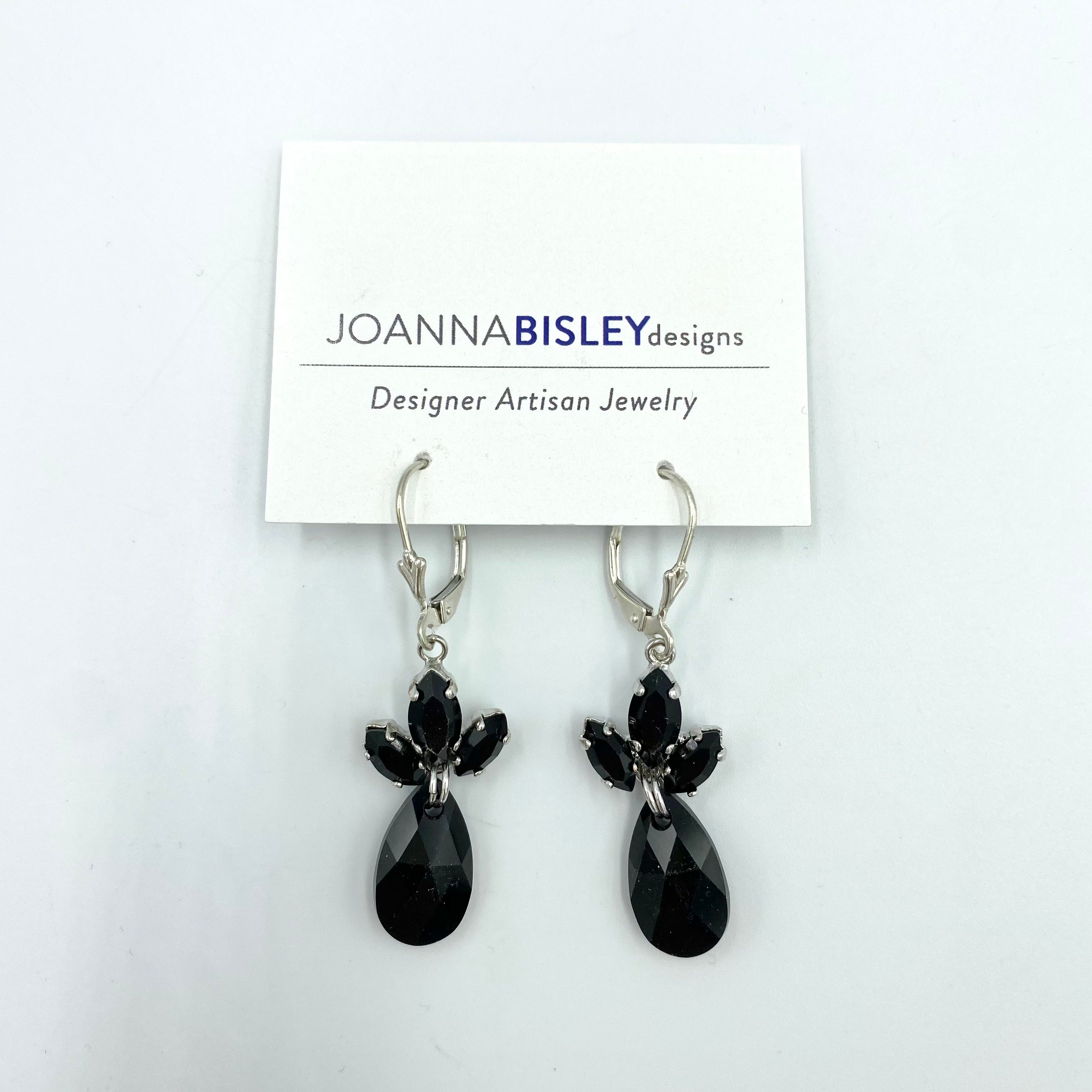 Joanna Bisley Austrian Crystal Jet Pear Drop Earrings