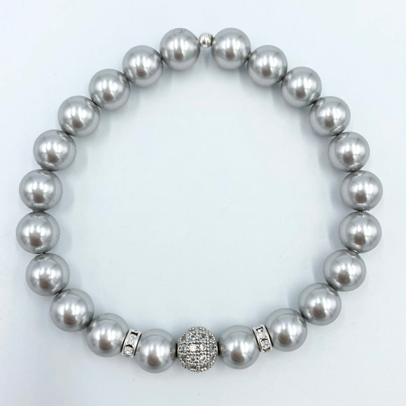 Joanna Bisley Light Grey 8mm with Pave Bead