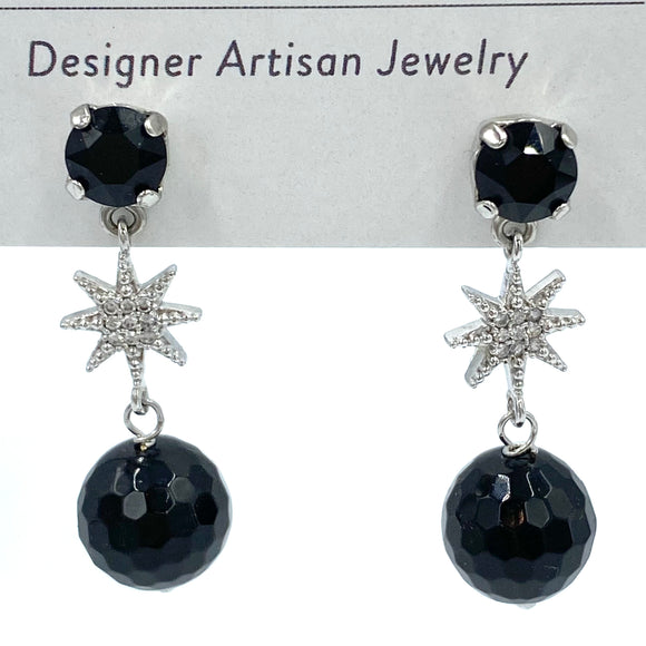 Joanna Bisley Onyx Large Sunburst Earrings
