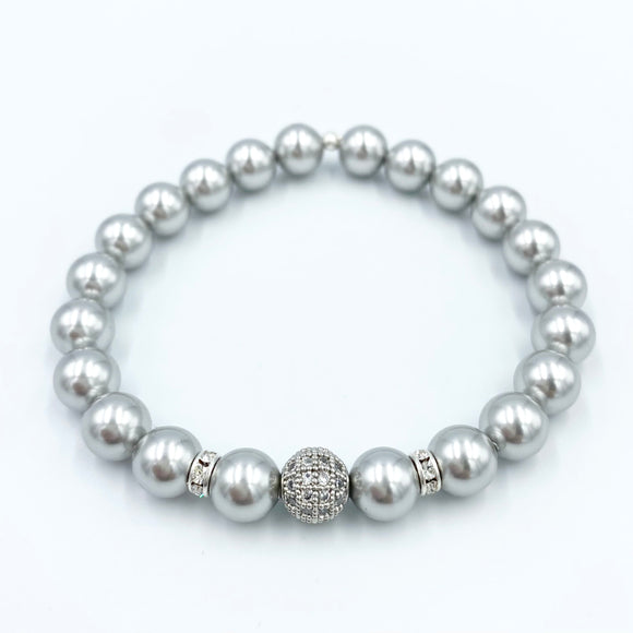 Joanna Bisley Light Grey 8mm with Pave Bead