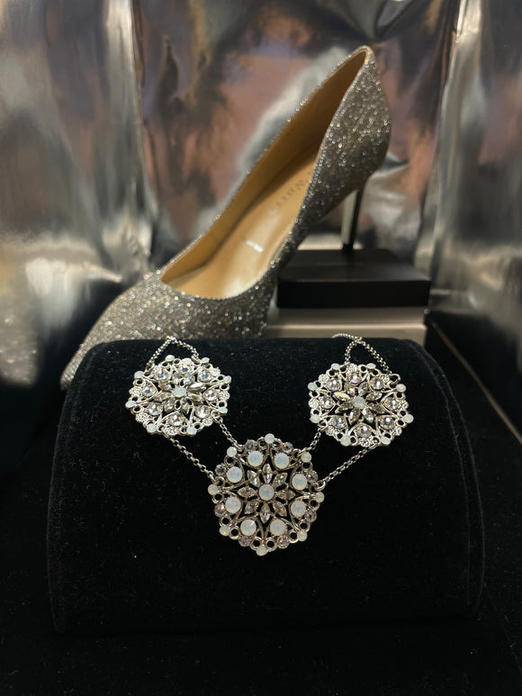 Joanna Bisley Swarovski Crystal Sterling Silver Disc Necklace N3533