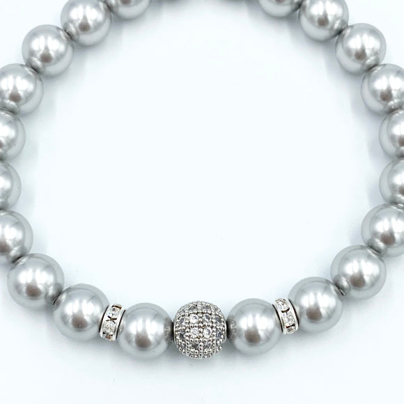 Joanna Bisley Light Grey 8mm with Pave Bead