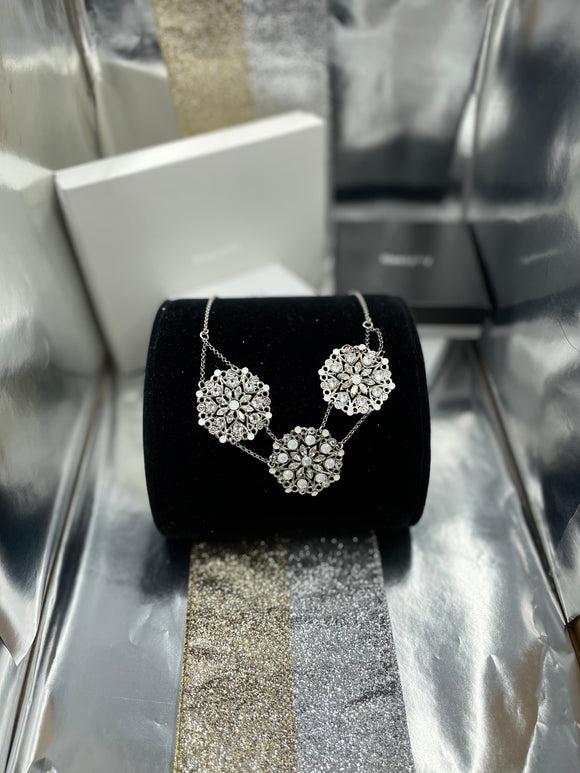 Joanna Bisley Swarovski Crystal Sterling Silver Disc Necklace N3533