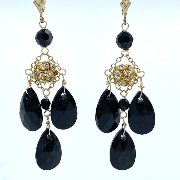 Joanna Bisley Tannis Jet Black Gold Earrings