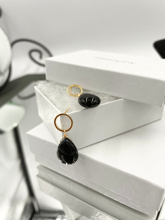 Joanna Bisley Black Onyx Teardrop on Circle Stud
