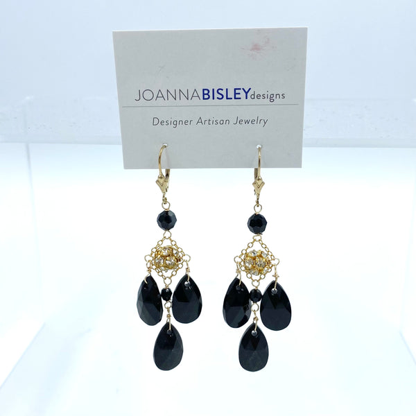 Joanna Bisley Tannis Jet Black Gold Earrings