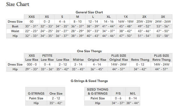 Hanky Panky Size Chart
